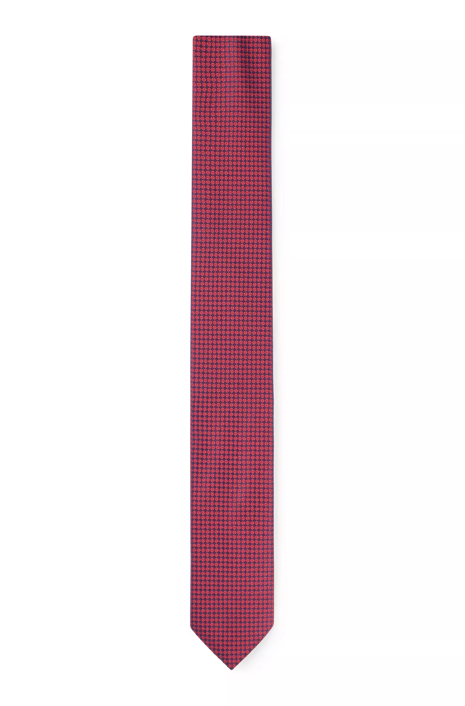 Gravata HUGO em jacquard de seda vermelha com microestampa.