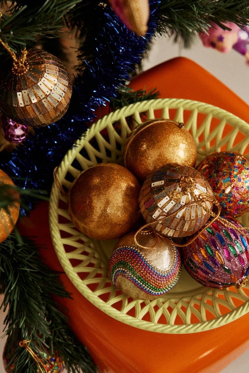 Boule de Noël or sequins arc-en-ciel Pondie Chérie
