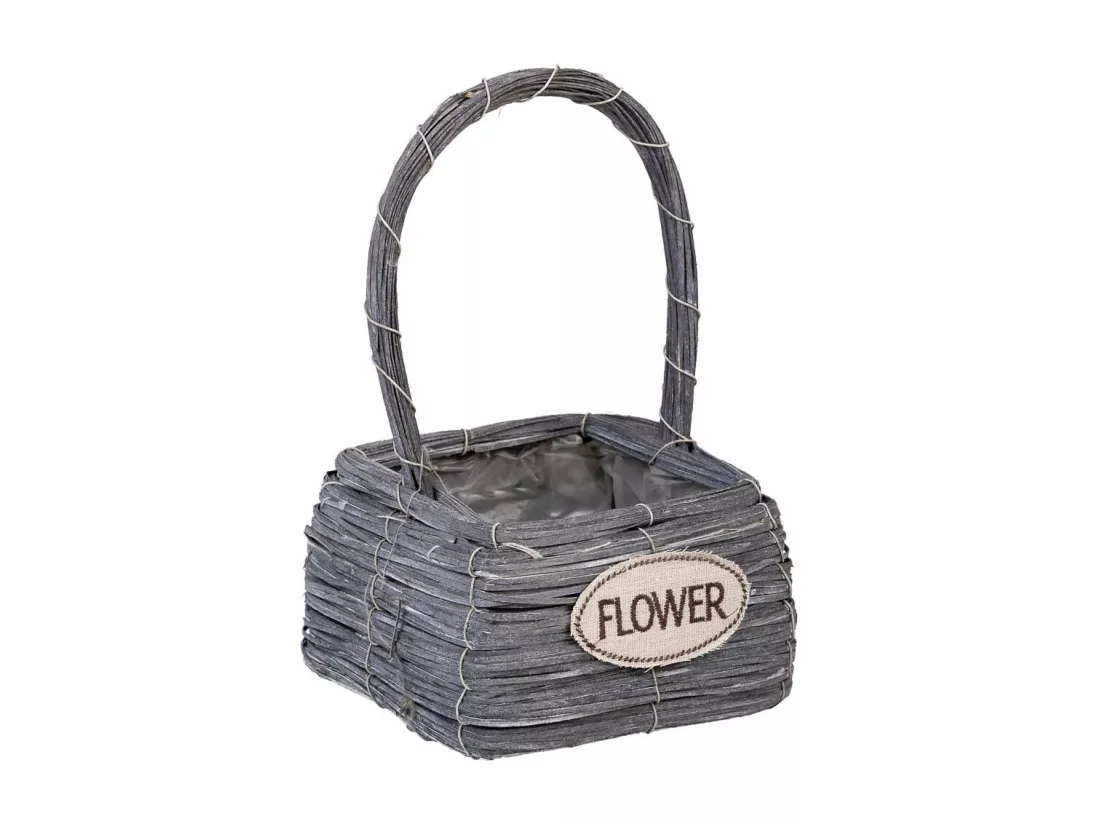 Panier en osier gris 17x17x28h