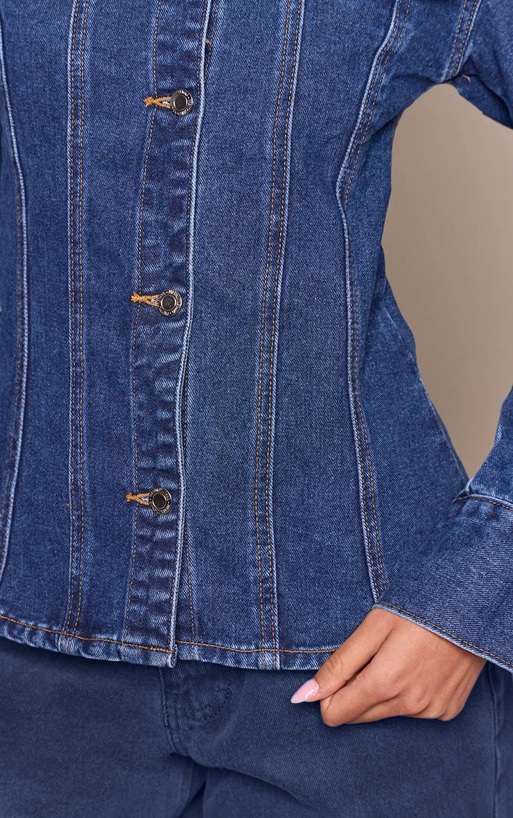 Bleu Indigo Foncé Chemise En Jean Ajustée À Manches Longues Tall