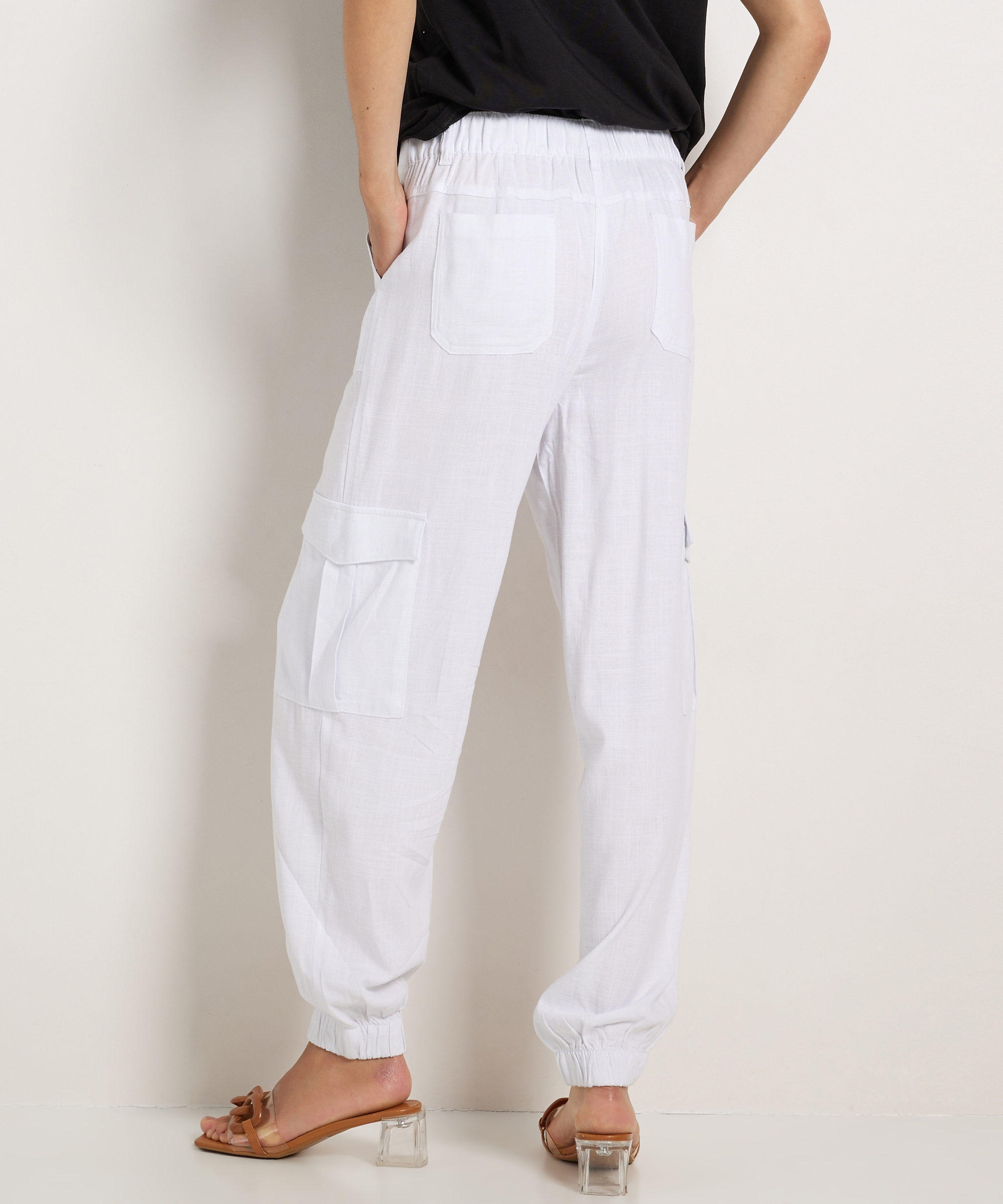 linnenlook loose fit broek cargo