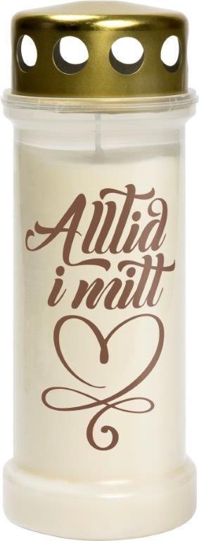 Gravlys med gulltekst