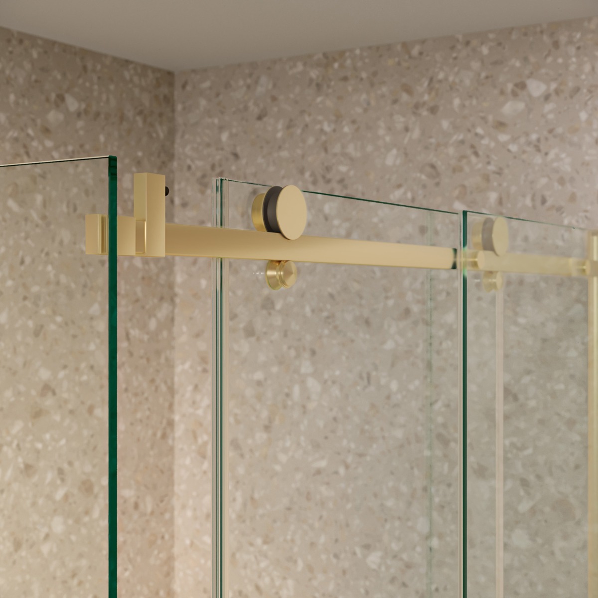 Saniclear Supreme douchecabine 90x90cm anti-kalk geborsteld messing - mat goud
