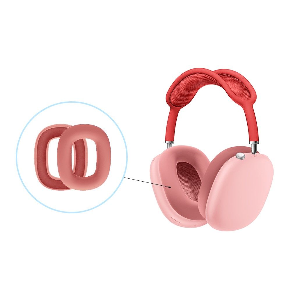 (5-tlg.Set) AirPods Max Silikon Hülle Schutz Abdeckung - Rosa