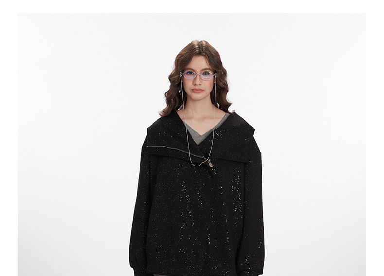 Nariele - Lange mouwen effen losse trui met strass steentjes