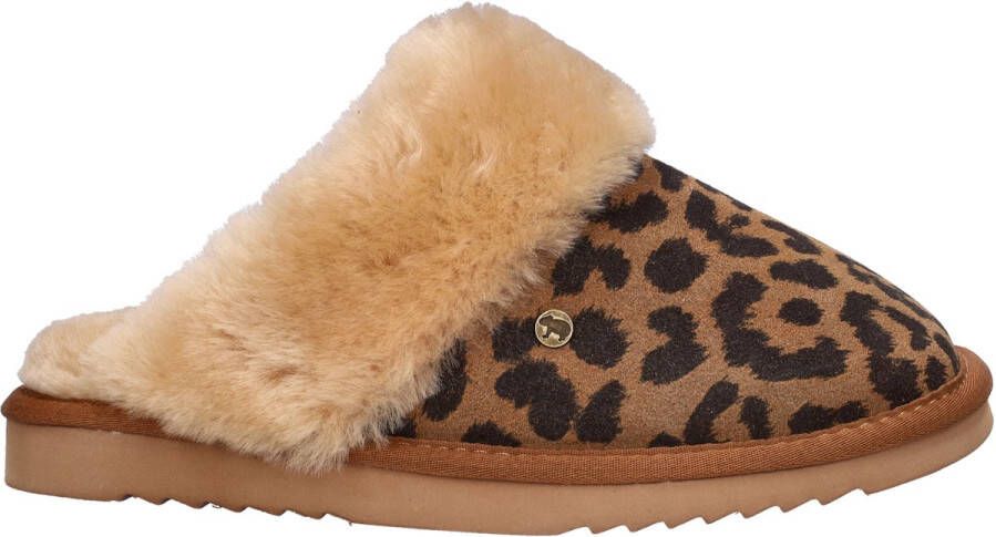 Warmbat Collie Print Panther Dames Sloffen Chestnut
