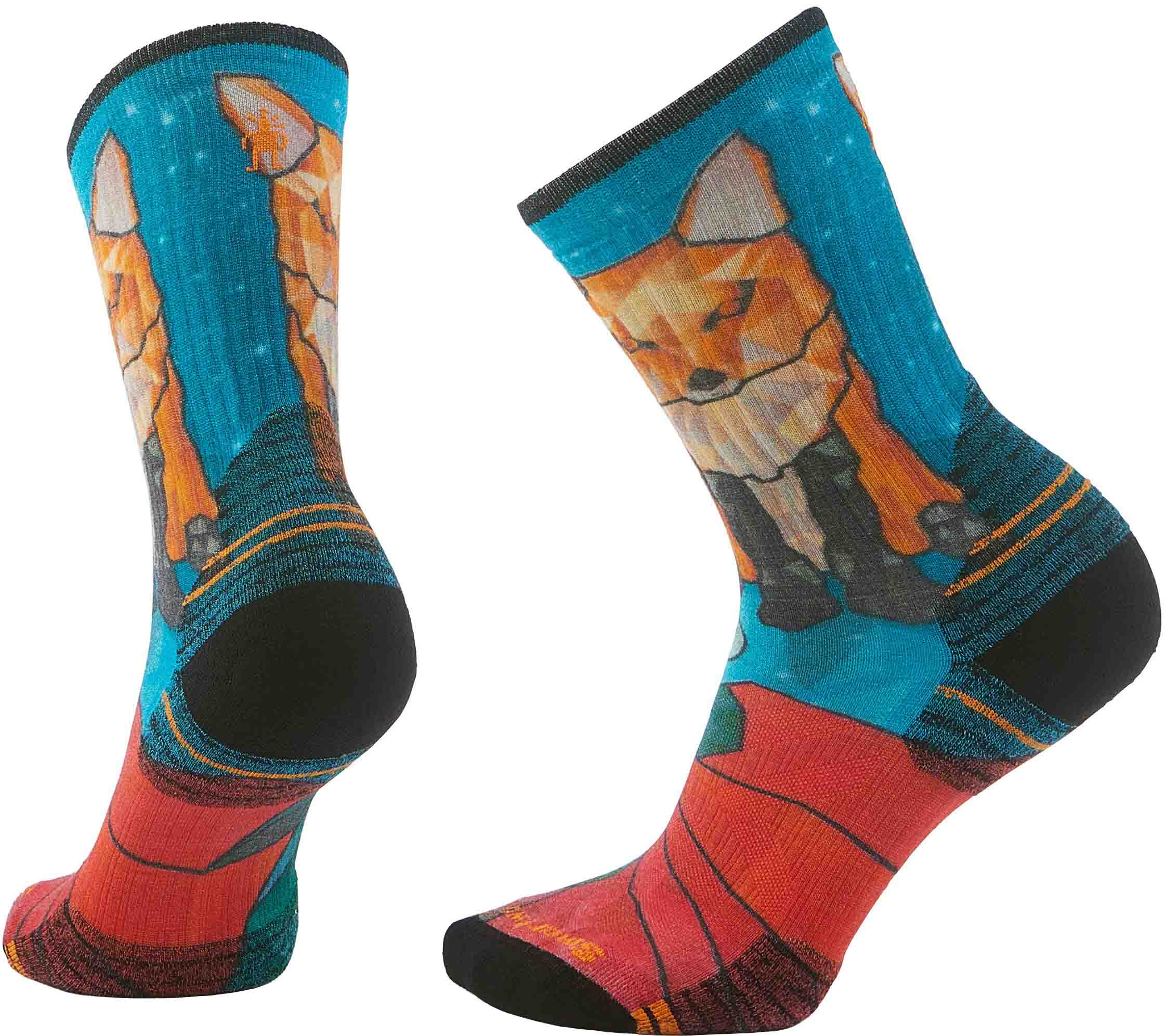 Hike Targeted Cushion Geo Fox Print Crew Socks Dame Capri