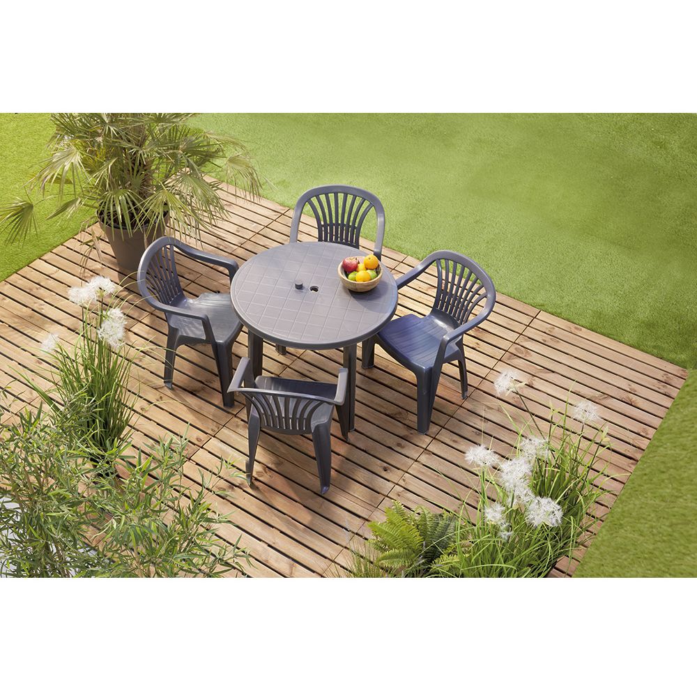 Table de jardin ronde 2 personnes gris anthracite