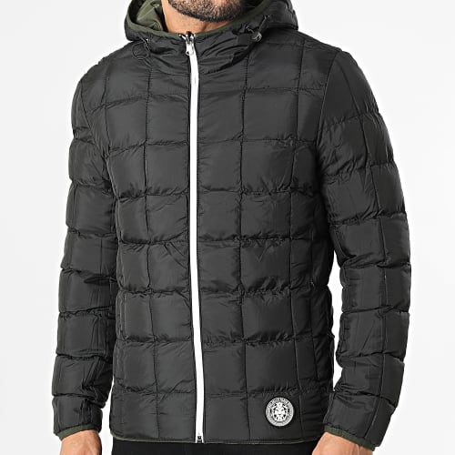 Veste Réversible Zippée Capuche Arthur Vert Kaki Noir