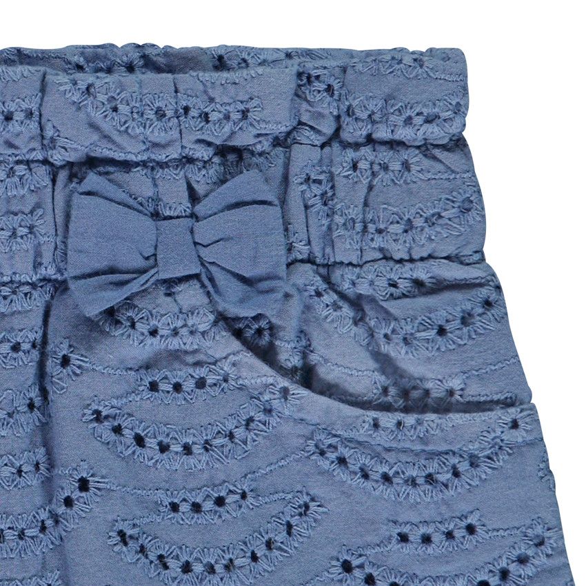 Short en broderie anglaise avec nœud fantaisie pour bébé fille - Bleu moyen