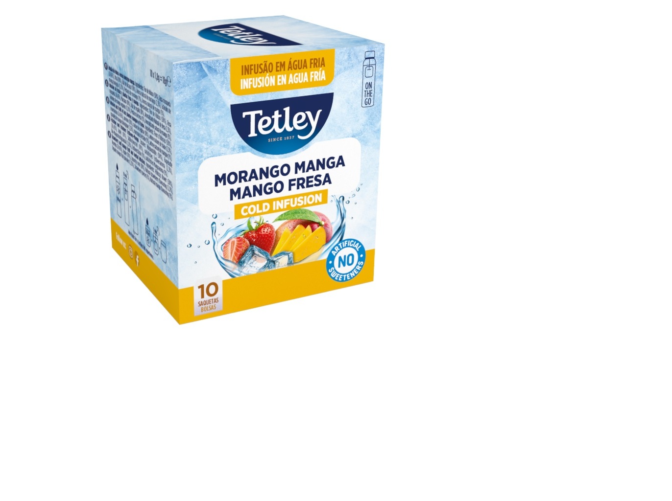 INFUSÃO TETLEY COLD MORANGO E MANGA 10 SAQUETAS