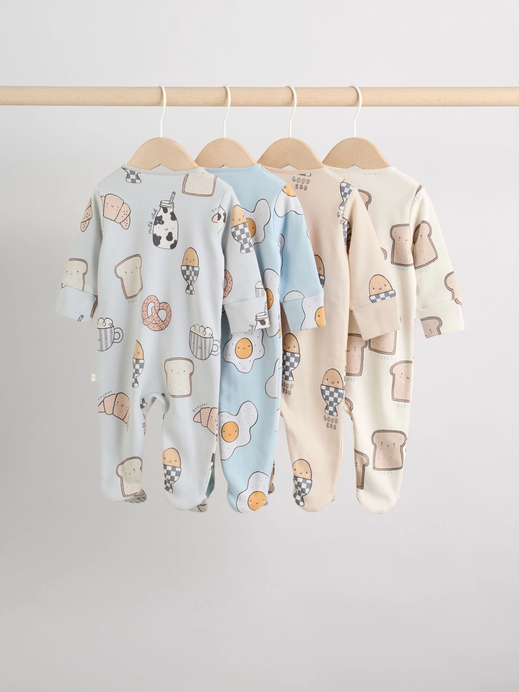 Mineraalkleurig - 4 Pack Baby-pyjama's met tweewegrits (0mnd -2jr)