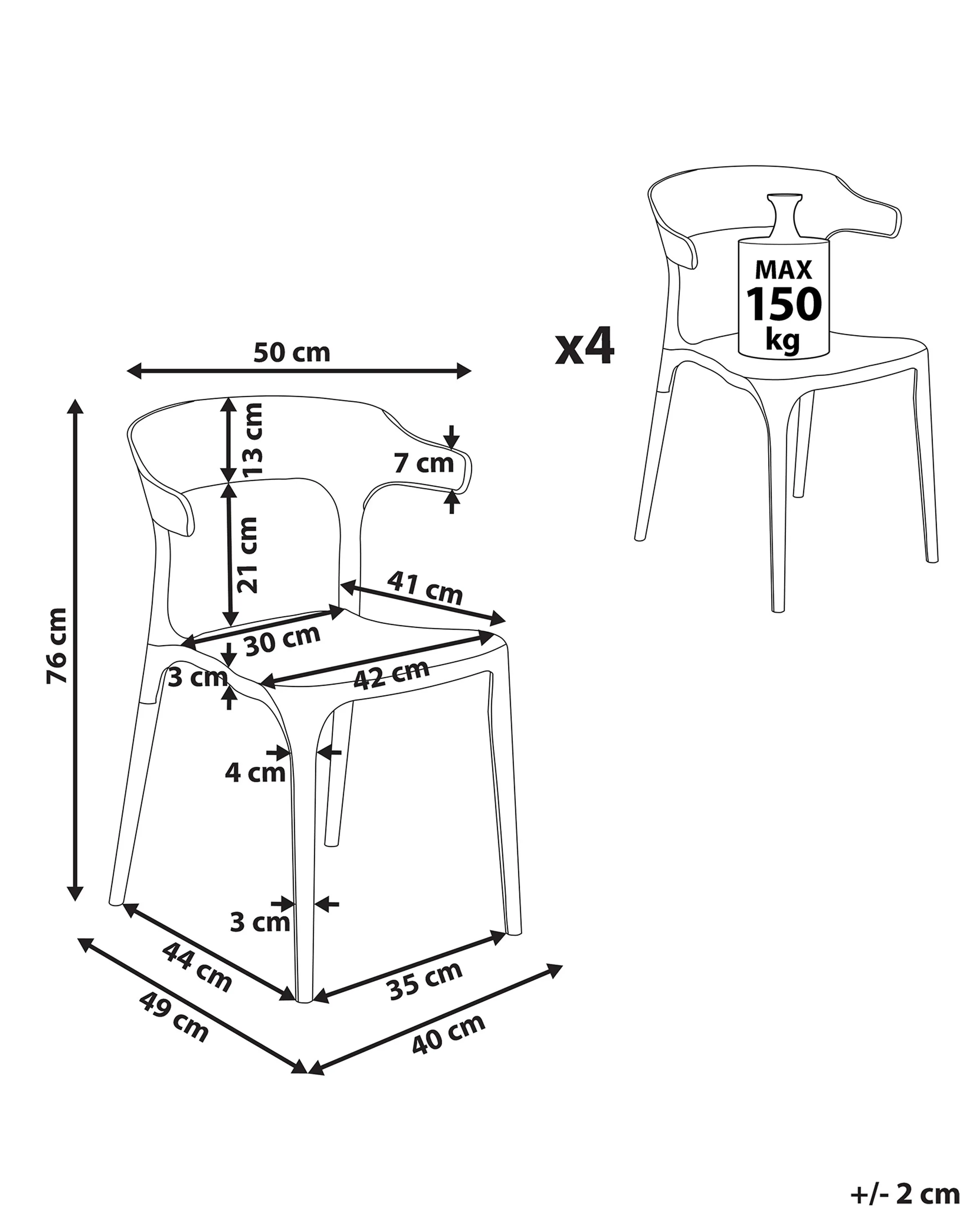 Set van 4 tuinstoelen GUBBIO Wit