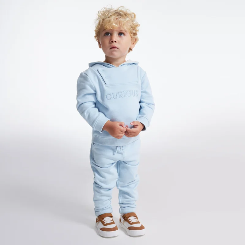 Sweat molleton à capuche bleu bébé garçon Bleu