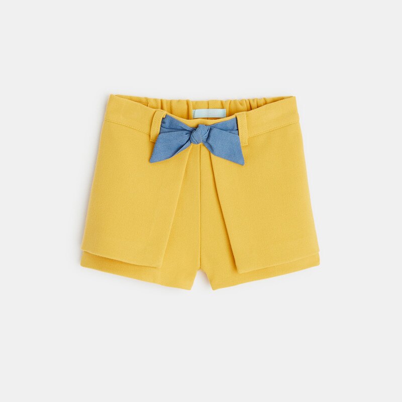 Short à pans effet jupe jaune bébé fille Jaune