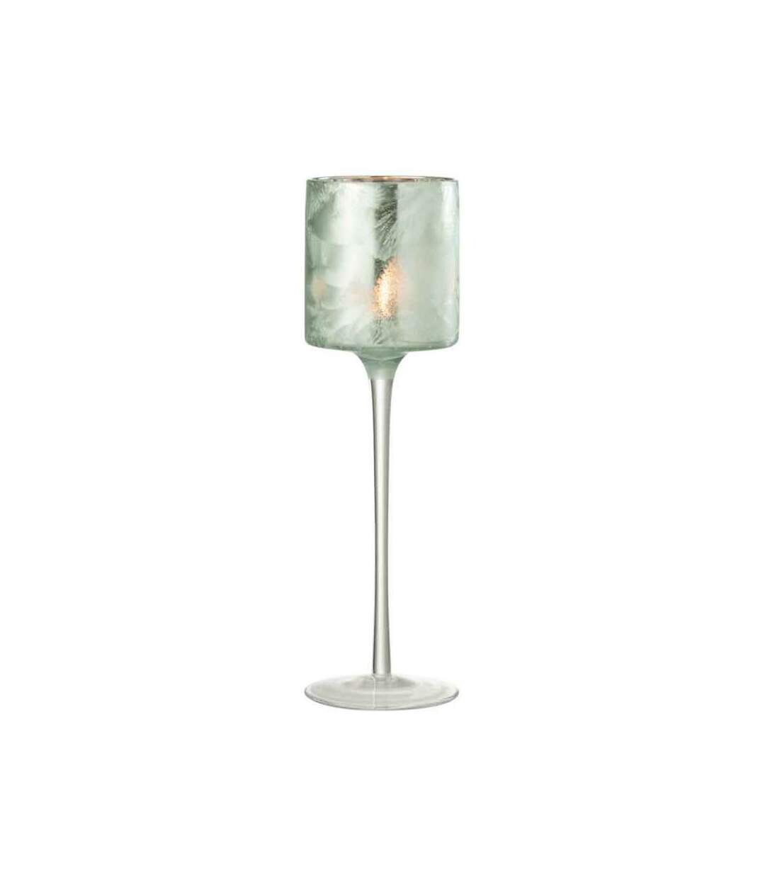 Paris Prix - Photophore Sur Pied arbre 30cm Vert & Argent