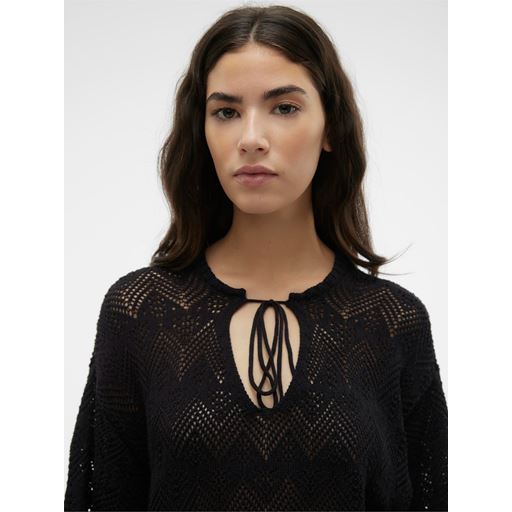 Vero Moda Malta Lang Strikbluse, Black, XL