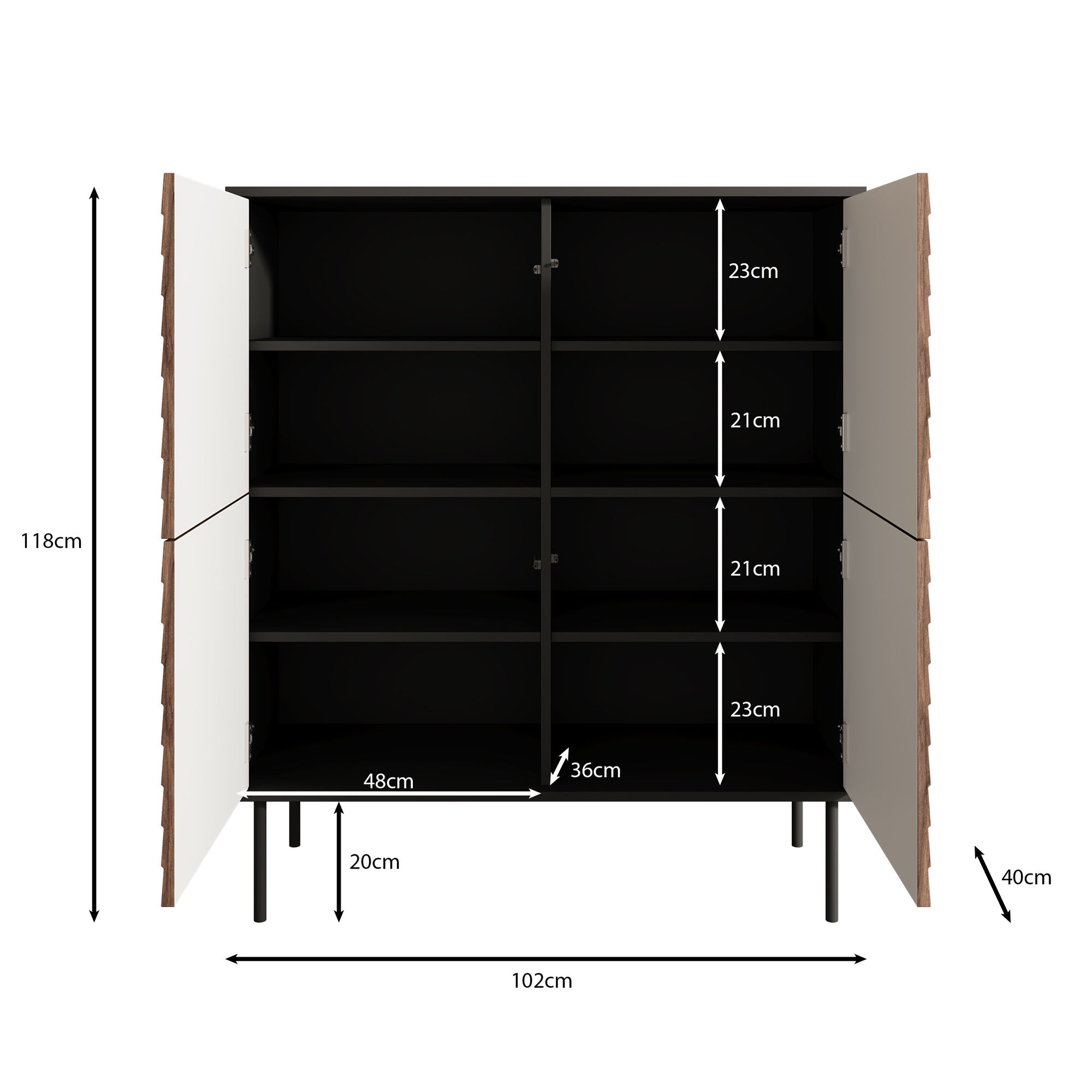 Cordoba - Dressoir - Zwart - 102x40x118 cm