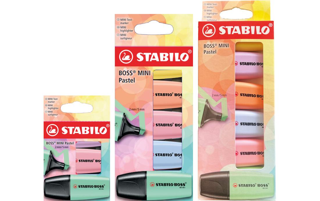 Textmarker Boss Mini Pastell 3er EtuiMarker im kompakten Miniformat