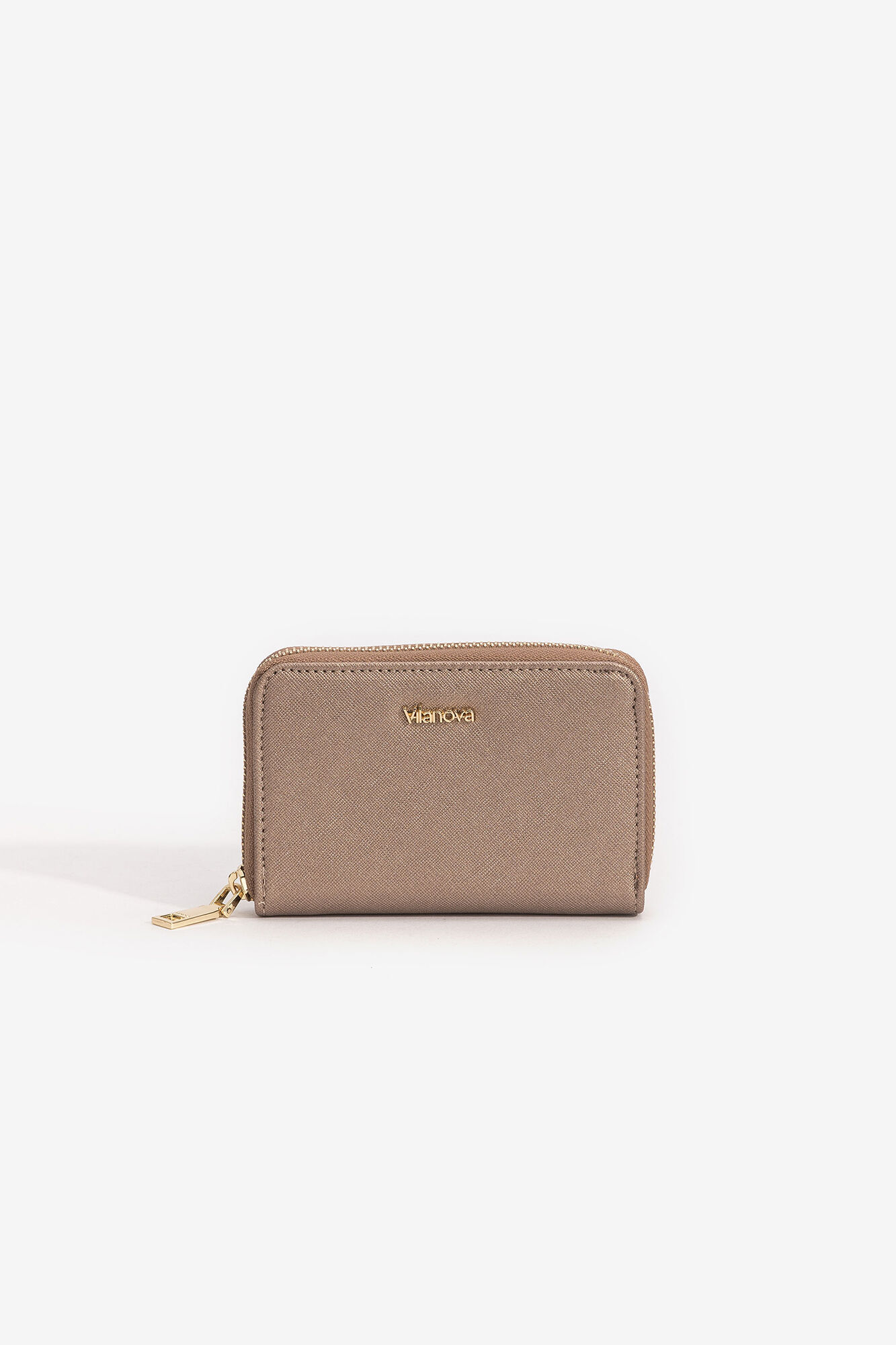 Porta-moedas médio com zíper - Dourado