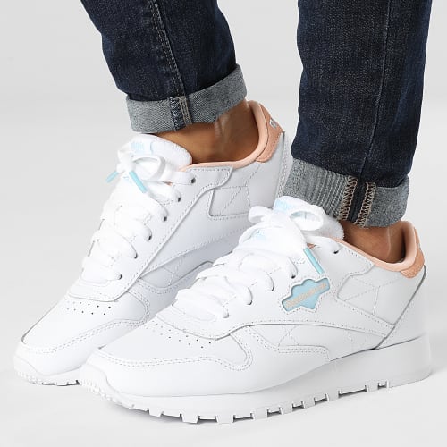 Baskets Femme Classic Leather GV7184 Footwear White Blue Peach Aura Orange