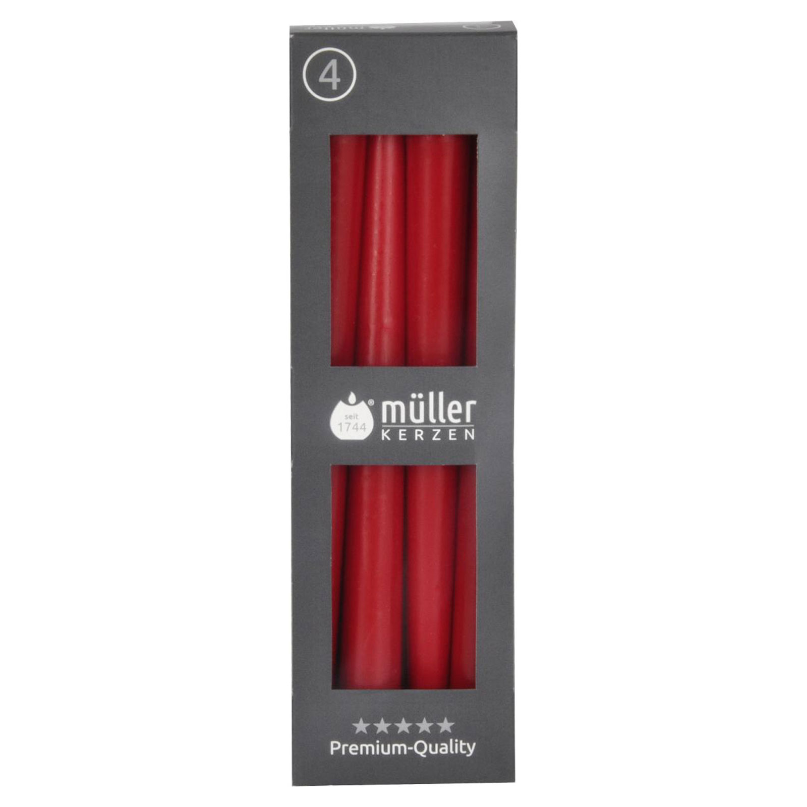 Spitzkerzen 4er-Pack - rot - 24,5 cm hoch