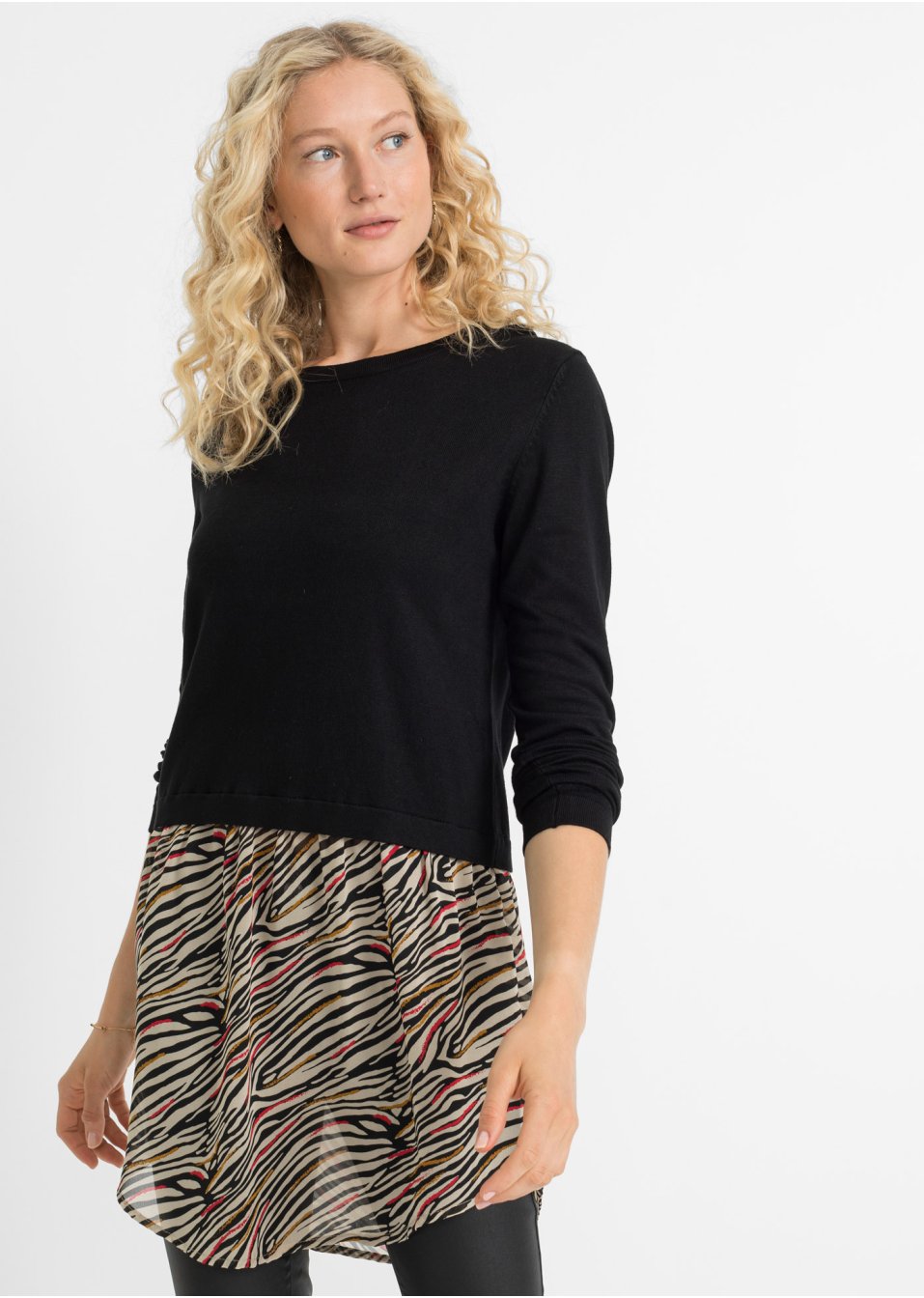 Pull avec empiècement jupe avec viscose
