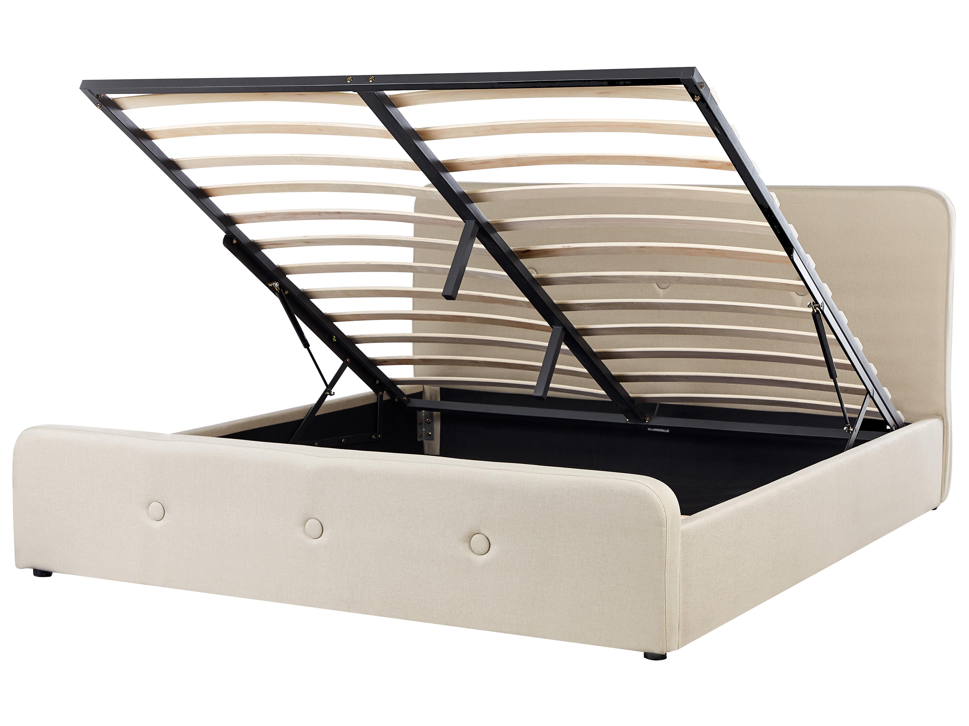 Bed met opbergruimte Kunstlinnen RENNES 180 x 200 cm Beige
