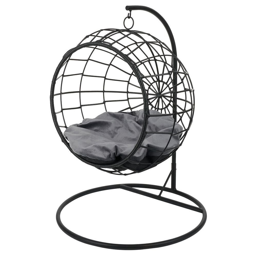 oeuf suspendu pour chien ou chat métal noir Ø40xH56cm