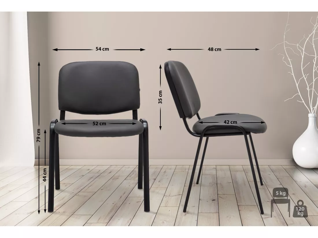 Chaise visiteur conférence design grise 53 x 53 x 83 cm bur10069