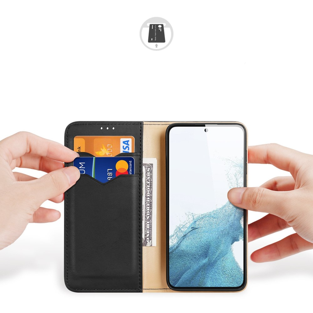 Samsung Galaxy S23 5G Flip Wallet Cover Echtleder Tasche (RFID Schutz) - Schwarz