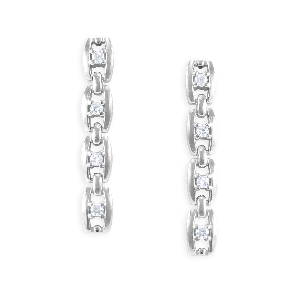 Boucles d'oreilles pendantes en argent 925 rhodié avec oxydes de zirconium