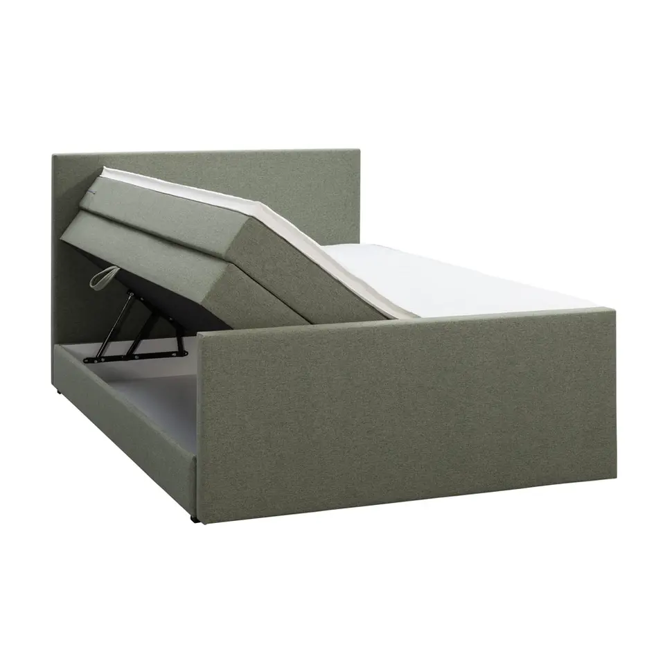 Boxspring met opbergruimte en voetbord Liv egaal - groen - 160x200cm