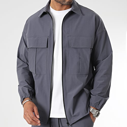 Ensemble Veste Zippée Et Pantalon Cargo 10701336 Gris Anthracite