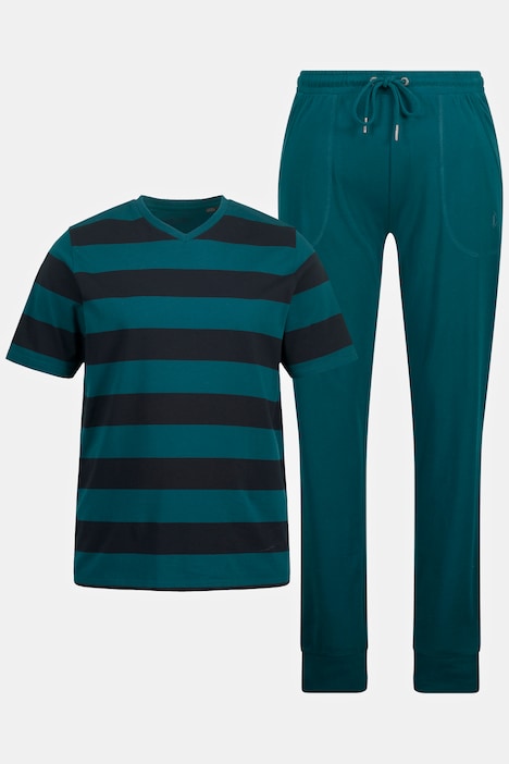 Schlafanzug, Homewear, OEKO-TEX, Zweiteiler, T-Shirt mit Ringeln, lange Hose