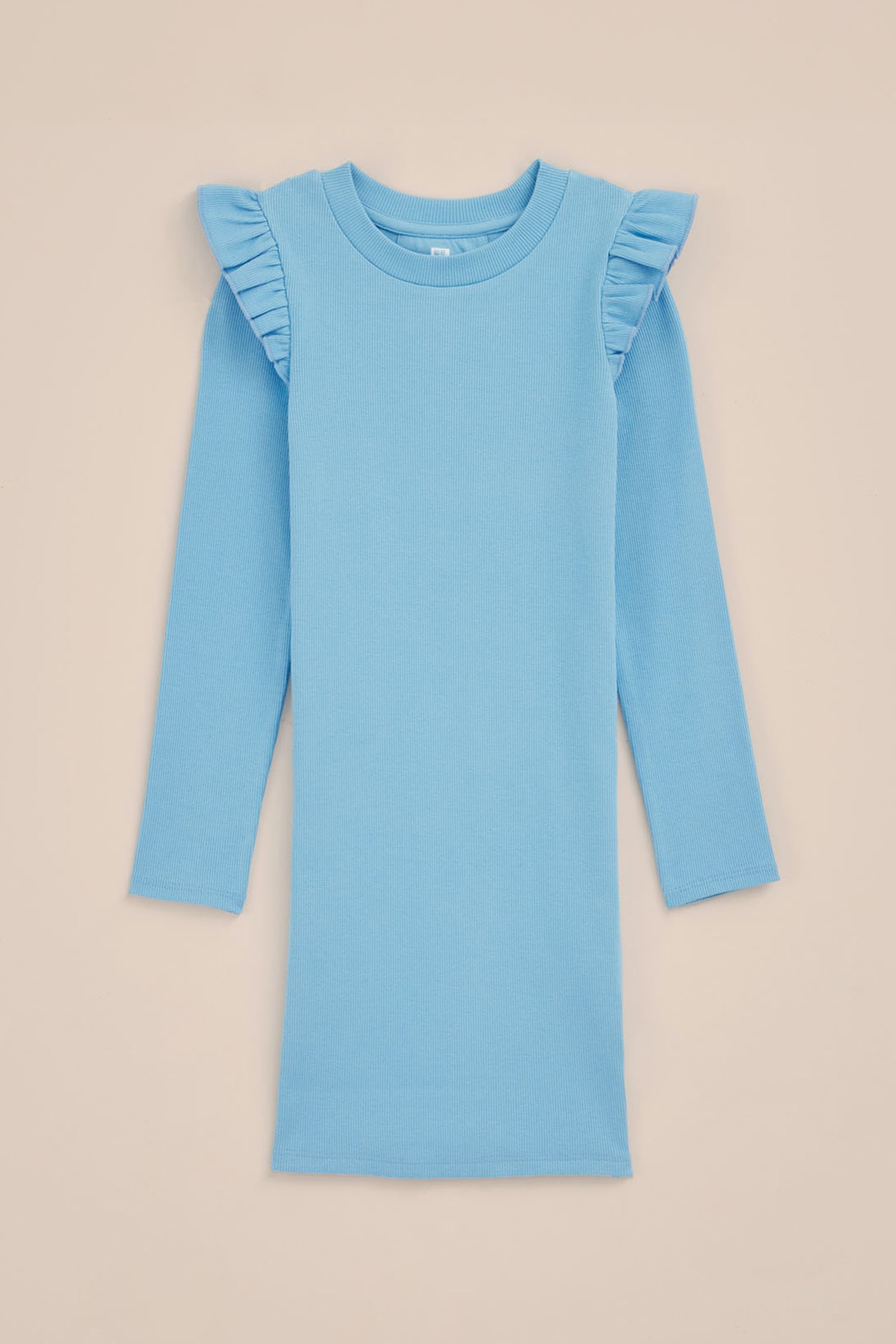 Meisjes jurk met rib structuur WE Fashion Blauw