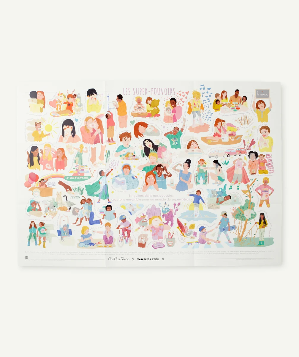 TAO X QUIQUEQUOI AFFICHE AVEC AUTOCOLLANTS SUPERS-POUVOIRS