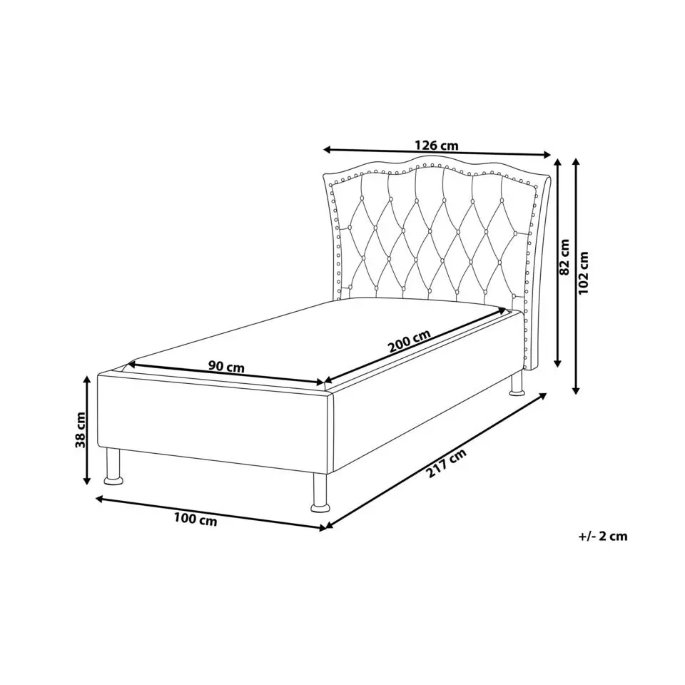 METZ - Eenpersoonsbed - Beige - 90 x 200 cm - Fluweel