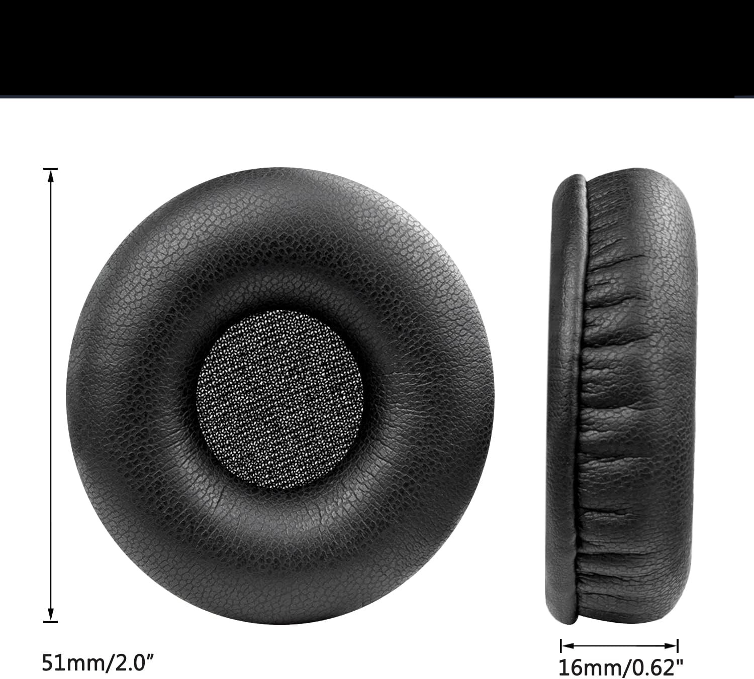 (2er Set) Sennheiser PX80/PX100/PX100II/PX200 Kopfhörer Ersatz Ohr Polster Kissen (50mm) - Schwarz