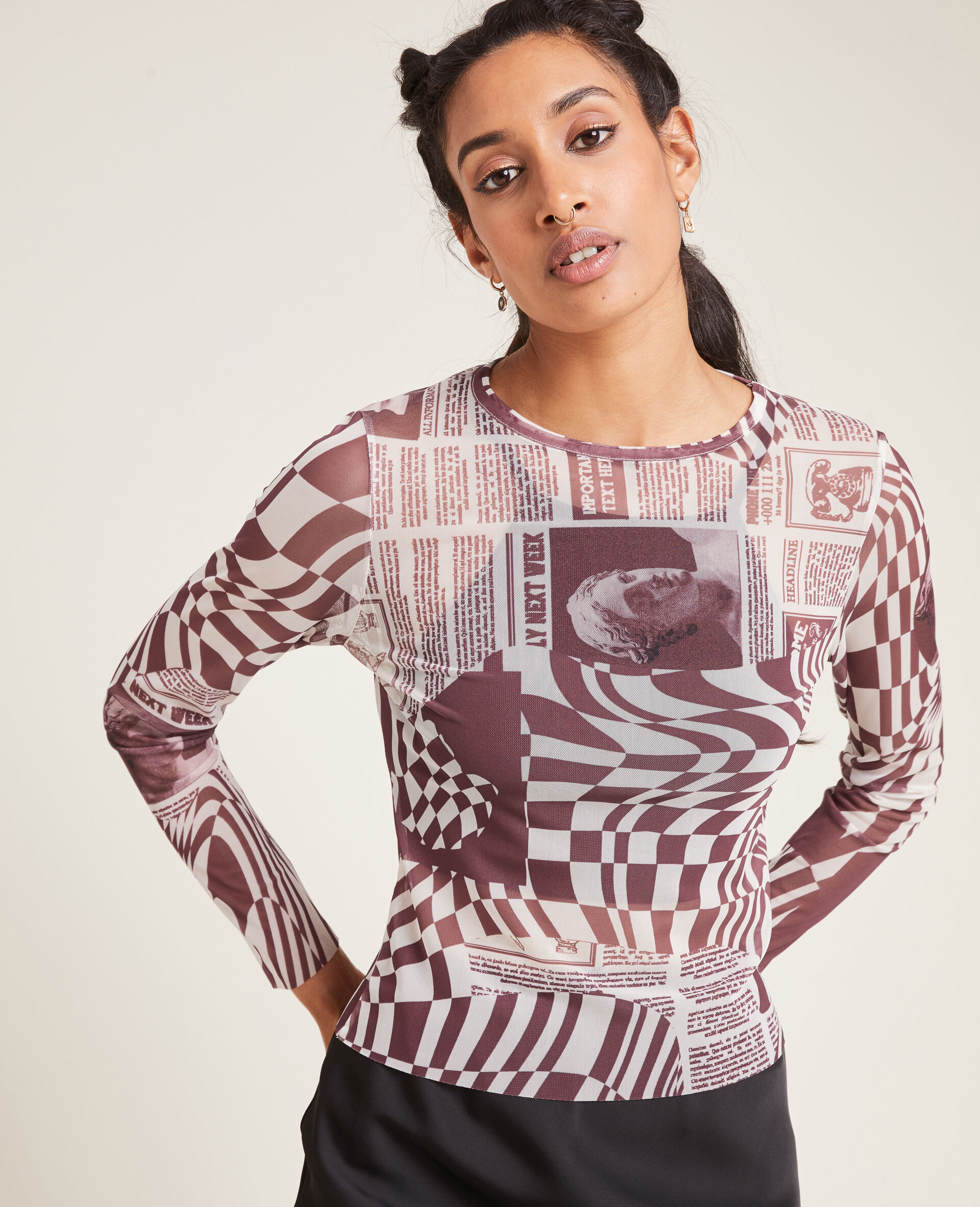 Top en maille transparente - Blanc