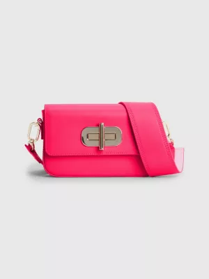 Bolsa transversal de couro com fecho giratório
