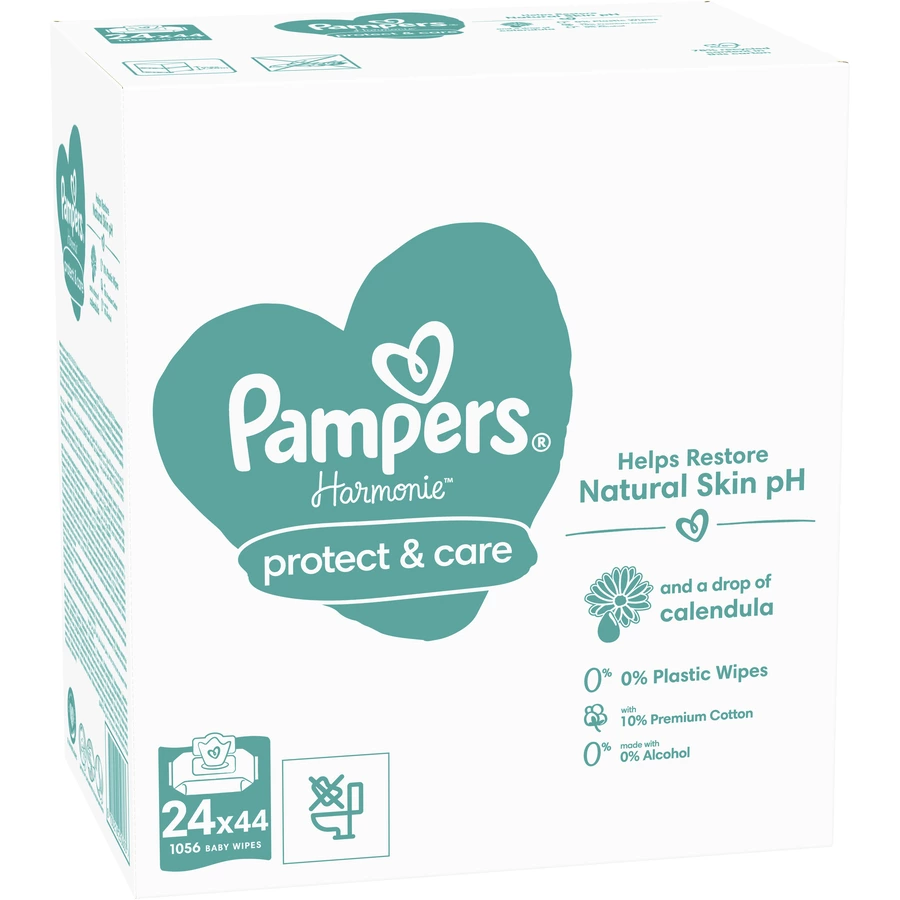 Pampers Feuchttücher Harmonie Aqua Calendula, 1.056 Tücher (24 x 44 Stk)