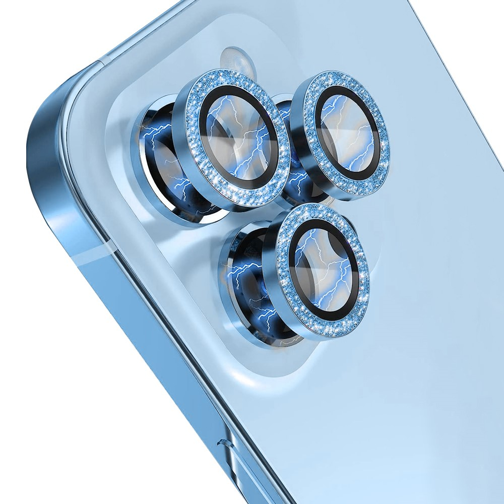 iPhone 13 Pro / iPhone 13 Pro Max Kameraschutz Objektiv Ring Protector Glitzer Abdeckung - Blau