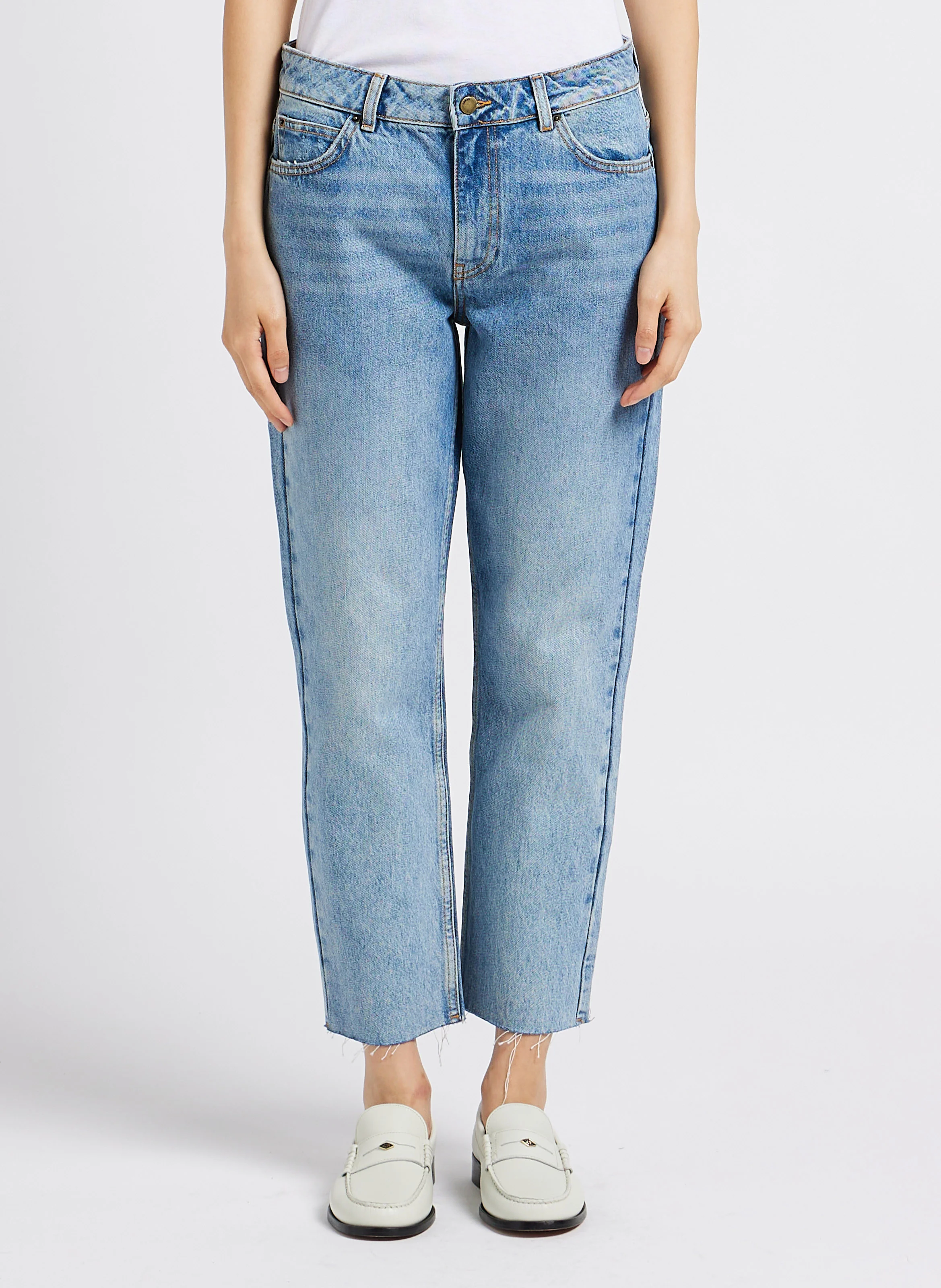 EVAN - Jean slim taille haute en coton | Bleu