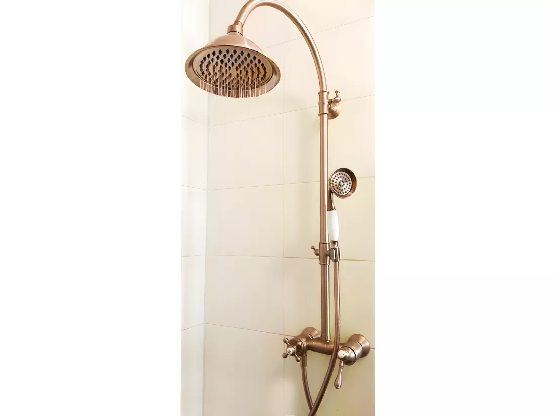 Leeds colonne de douche rétro cuivre brossé mitigeur mécanique - Essebagno