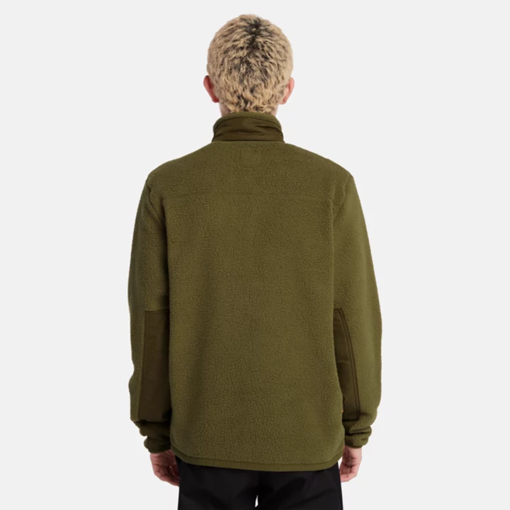 Fleece de pelo alto para homens na cor verde.