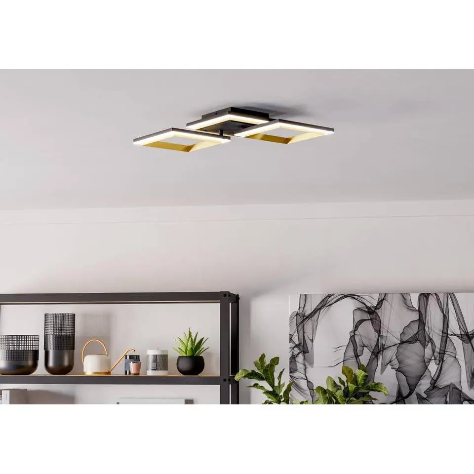 EGLO Calliera Plafonnière - LED - Kunststof - Zwart/Goud/Wit
