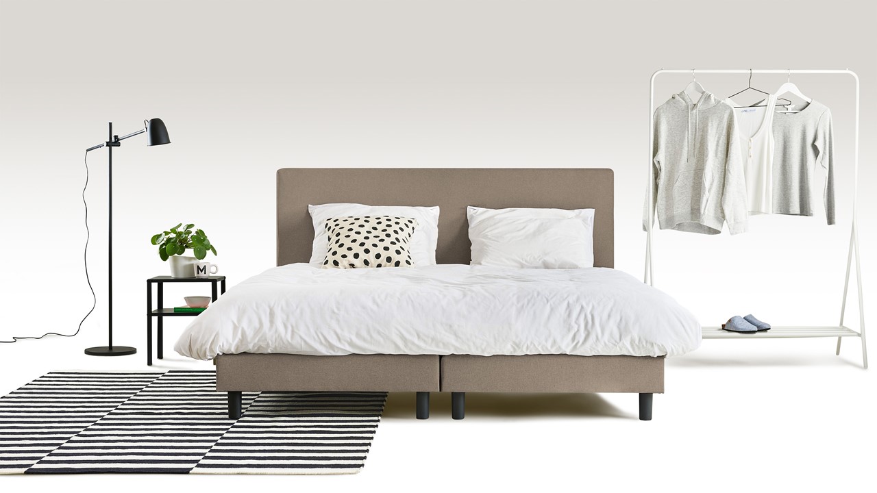 Box Ambra met Silver Pocket Deluxe Foam matras taupe