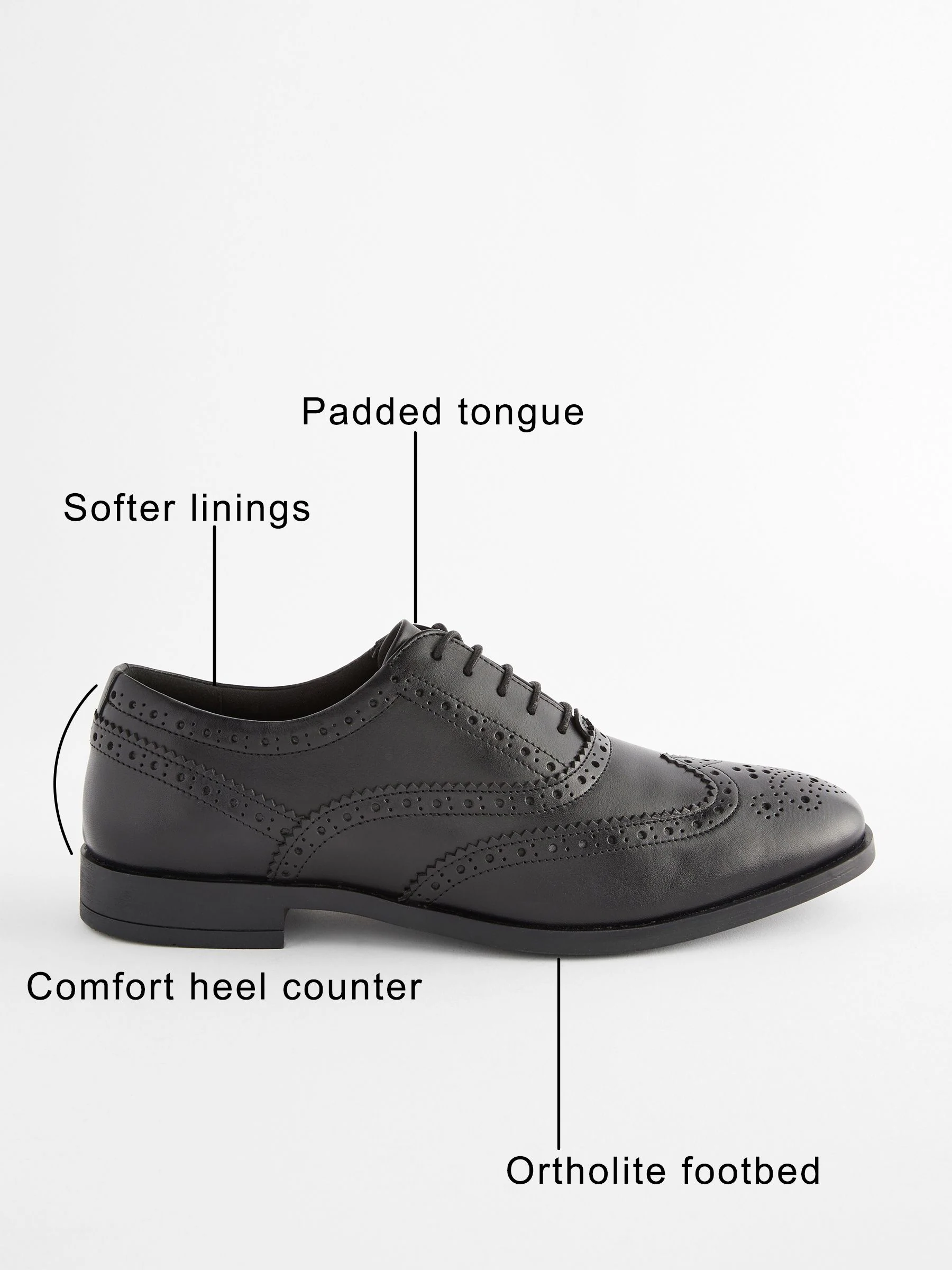Zwart - Standaard pasvorm - Leren Oxford brogues