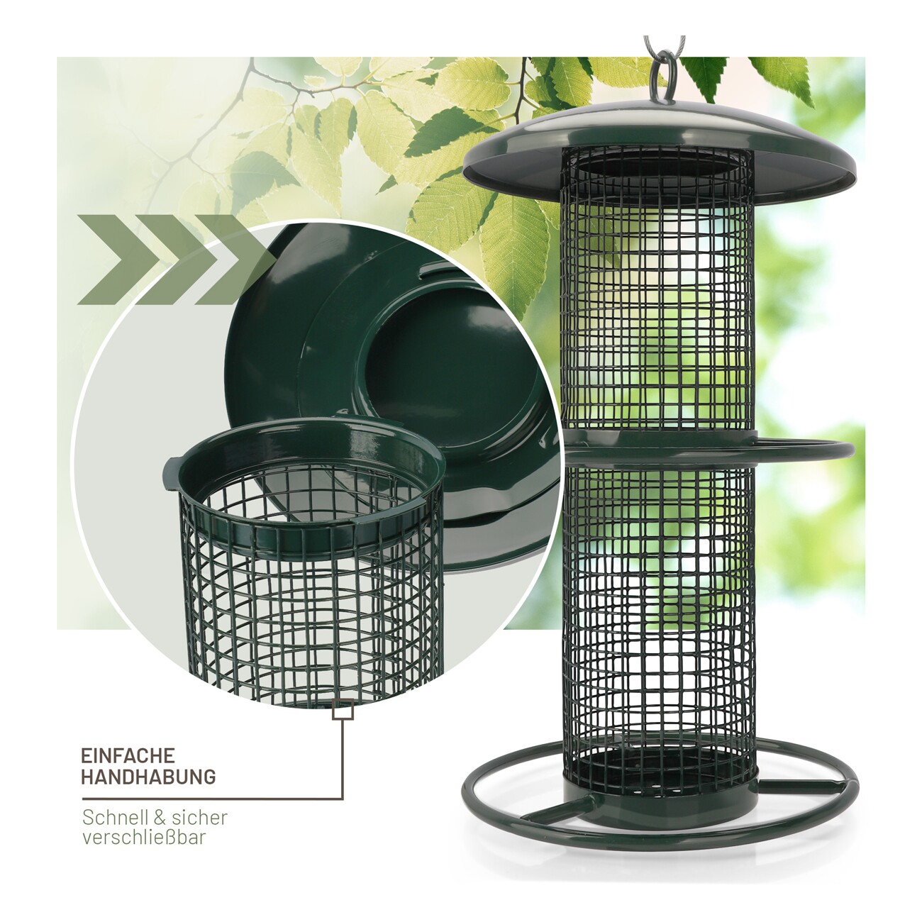 wildtier liebe Futterspender für Erdnüsse 26cm, Grün
